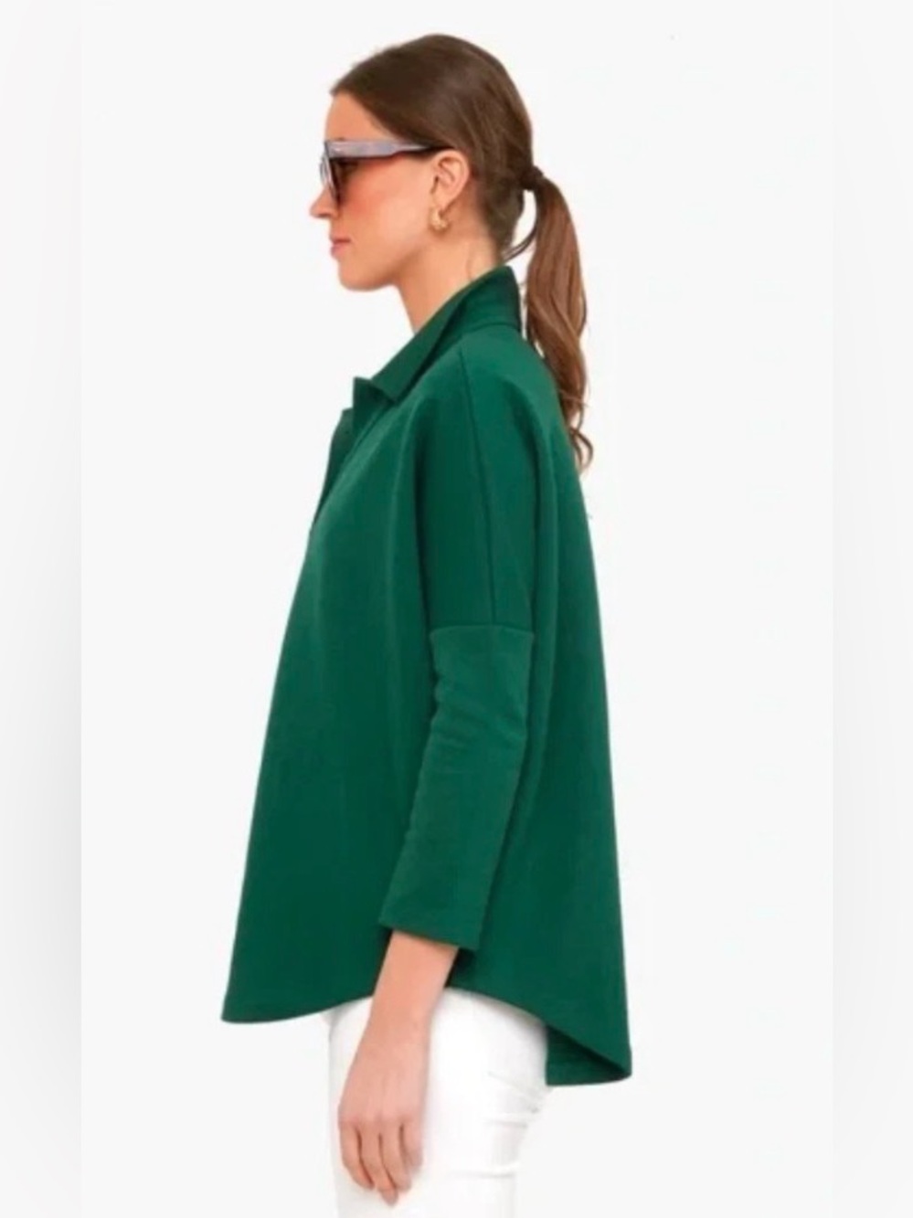 Pomander Place & Tuckernuck Easy Polo Swing Sweatshirt | Jaguar Green | XS - S - Picture 3 of 12